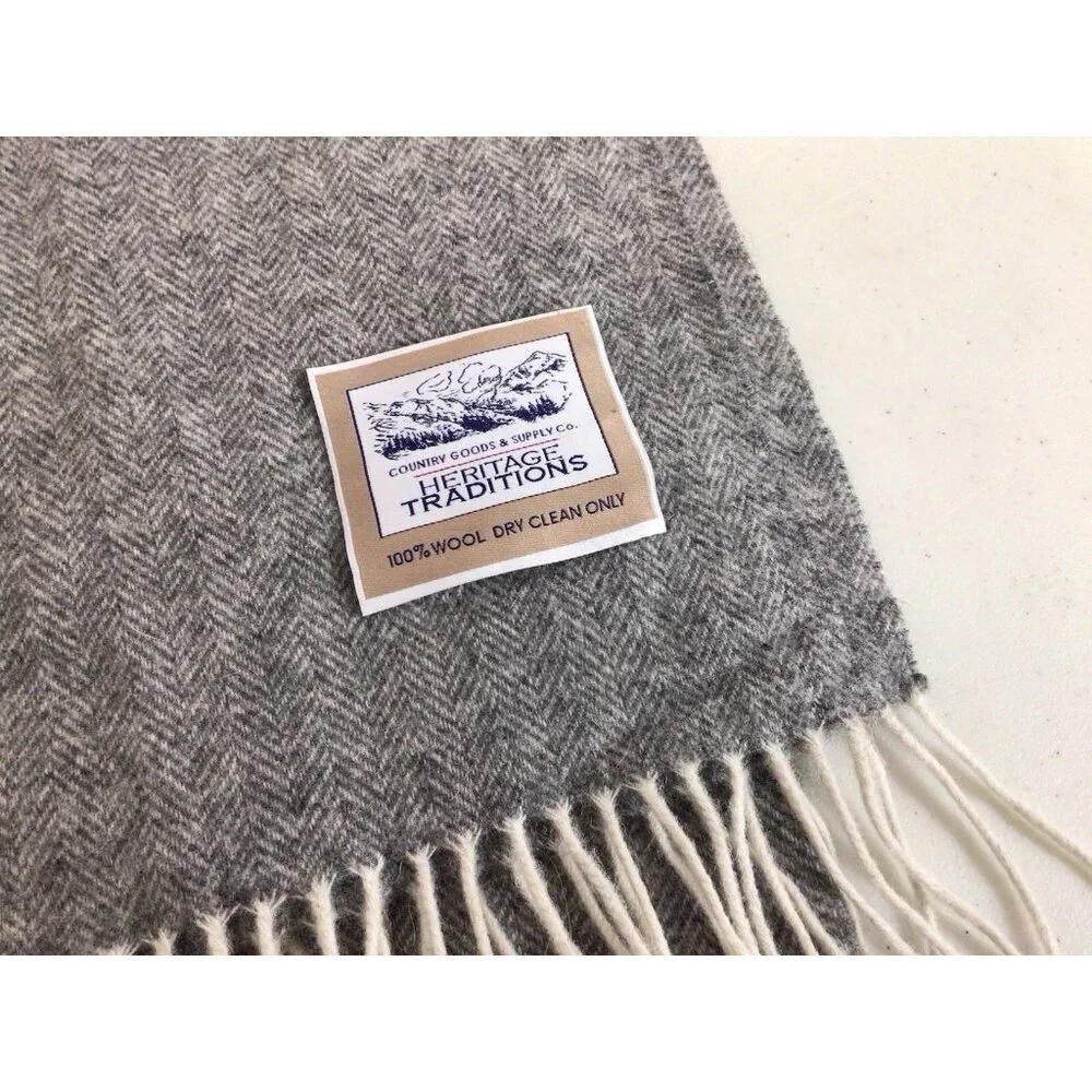 Heritage Traditions Gray Wool Scarf Mens One Size